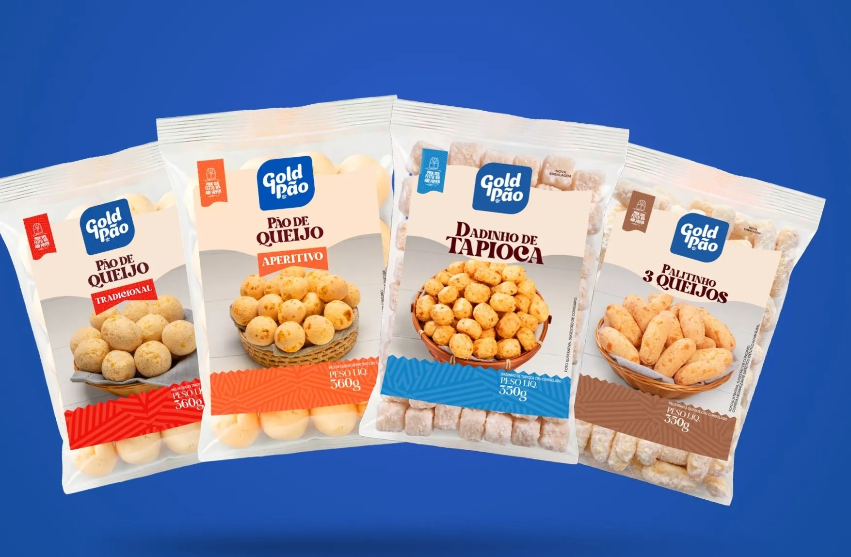Lançamentos Gold Pão: pão de queijo, dadinho de tapioca e palitinho 3 queijos